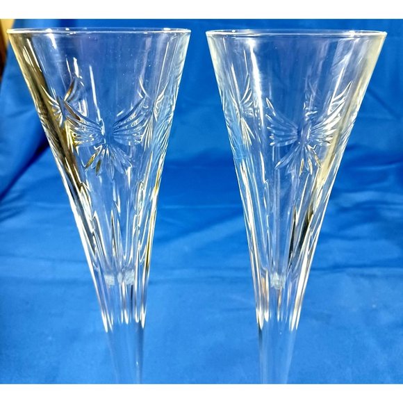 WATERFORD Times Square Anniversary 2013 Champagne Flutes LET THERE BE PEACE Dove - Picture 6 of 9